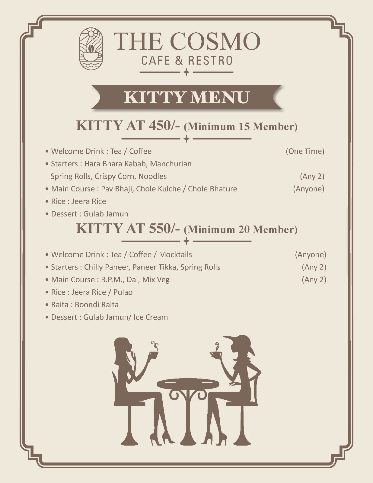 Kitty party packages at The Cosmo