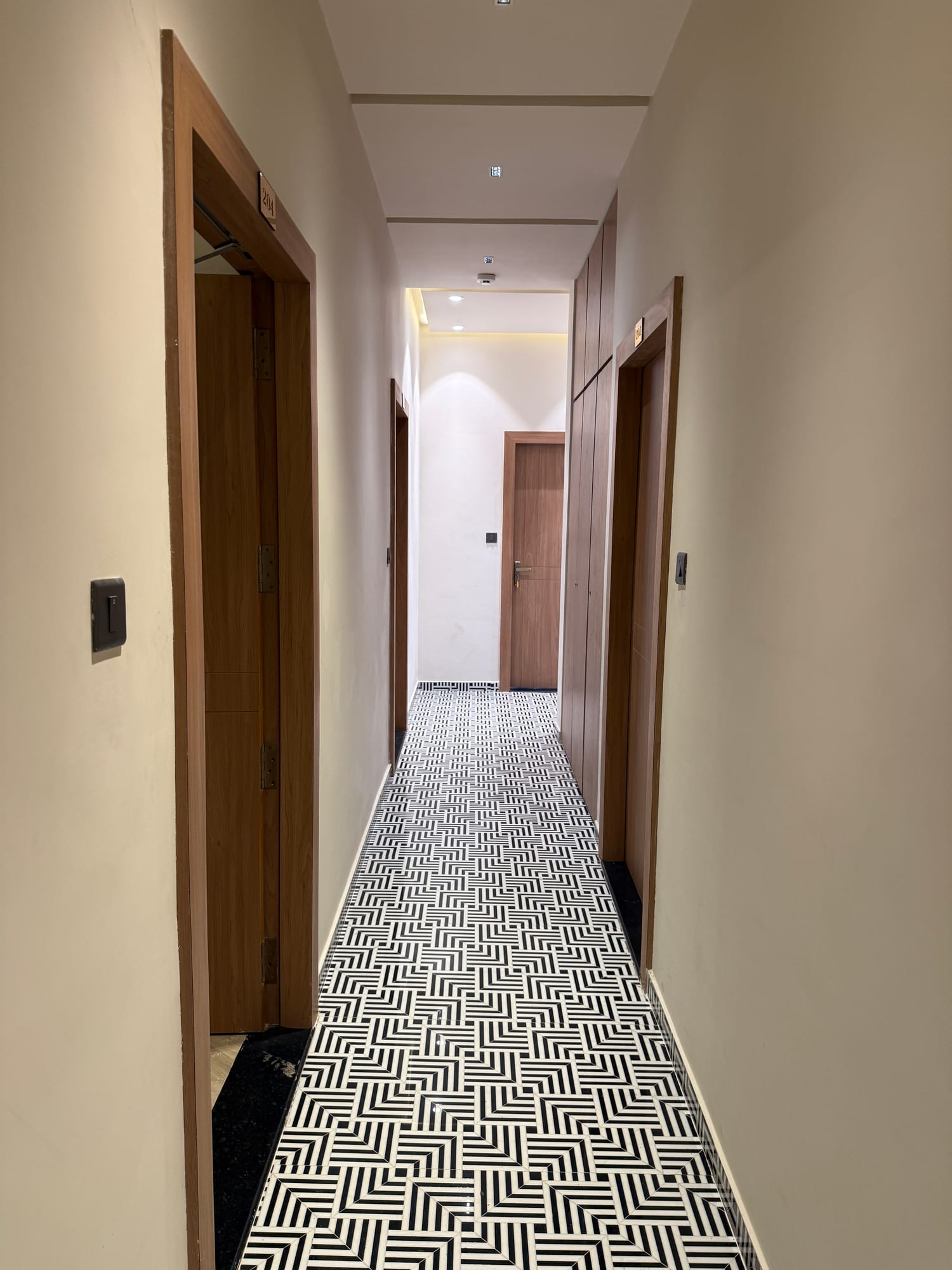Guest corridor leading to Cosmo luxury rooms
